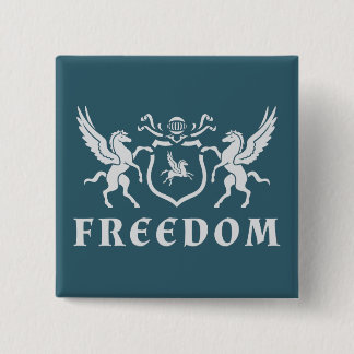 Heraldic White Pegasus Pinback Button