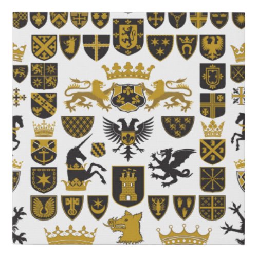 HERALDRY Crests and Symbols Faux Canvas Print