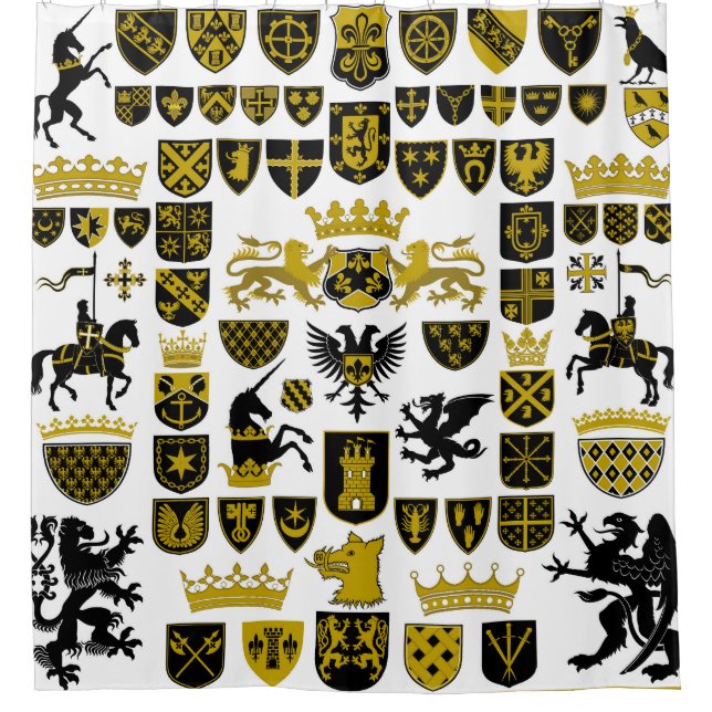 Heraldry crests, symbolic designs. shower curtain (Front)