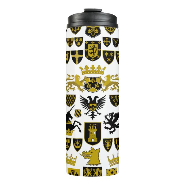 Heraldry crests, symbolic designs. thermal tumbler (Front)
