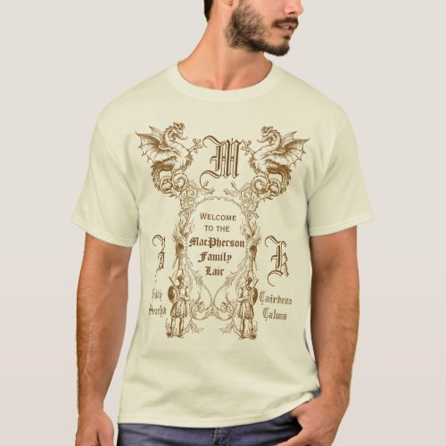 Heraldry Dragon Scottish Clansman Warrior Frame T_Shirt
