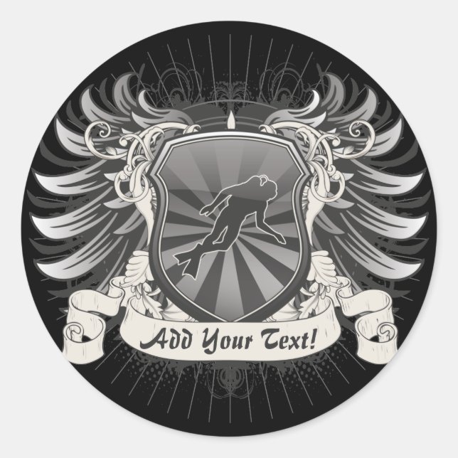 Heraldry Scuba Diving Classic Round Sticker (Front)
