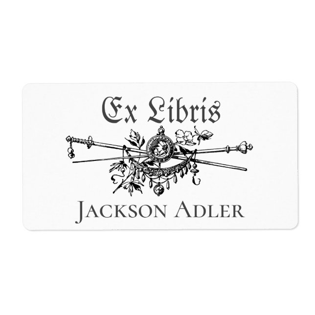 Heraldry Swords Personalized Ex Libris Bookplate (Front)