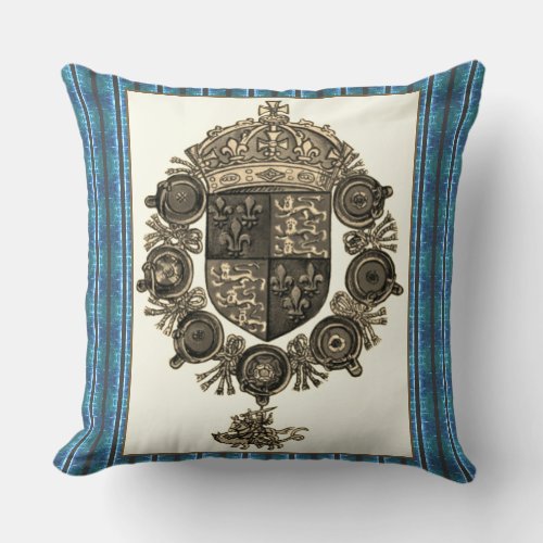 Heraldry with Crown Throw Pillow