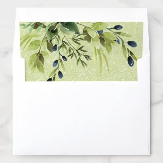 Herb and Berry Watercolor Envelope Liner 5X7
