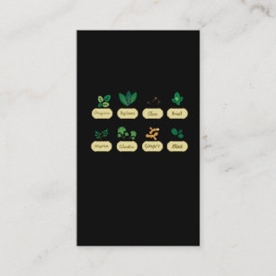 Herb Collector Oregano Basil Thyme Mint Ginger Business Card