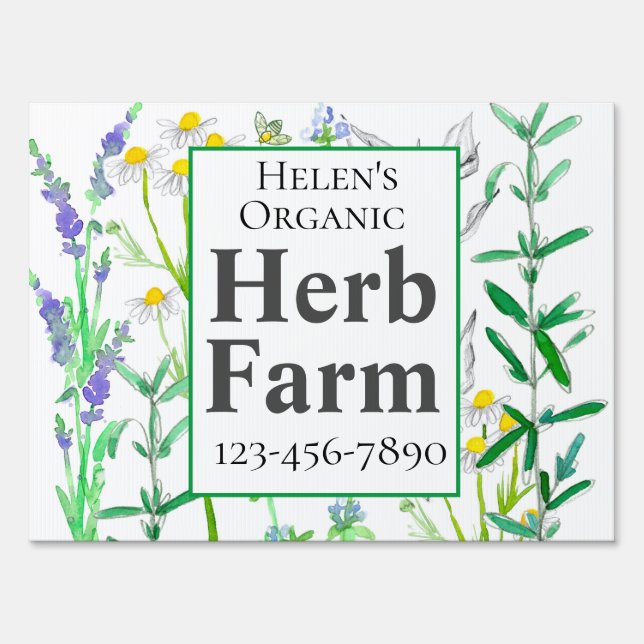 Herb Farm Rosemary Organic Gardening Custom  Sign (Front)