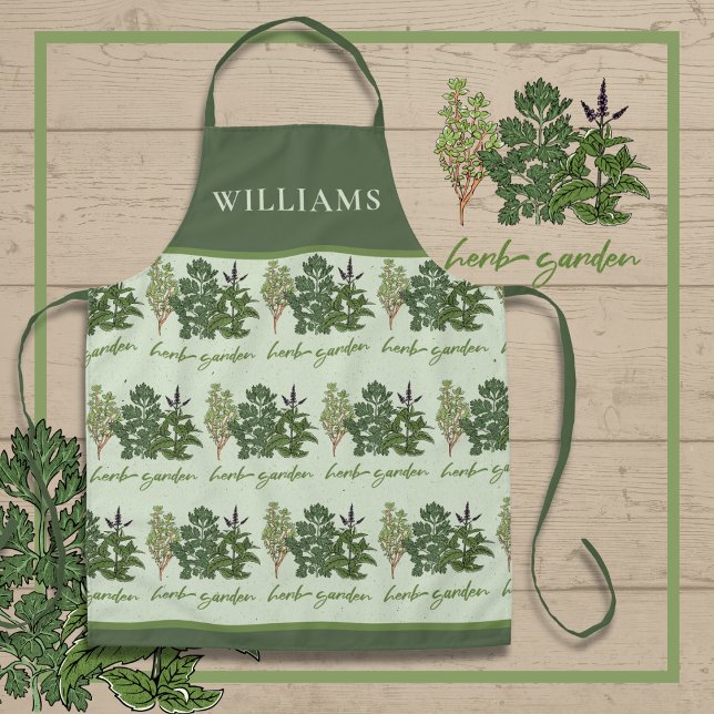 Herb Garden All-Over Print Apron (Herb Garden Apron)