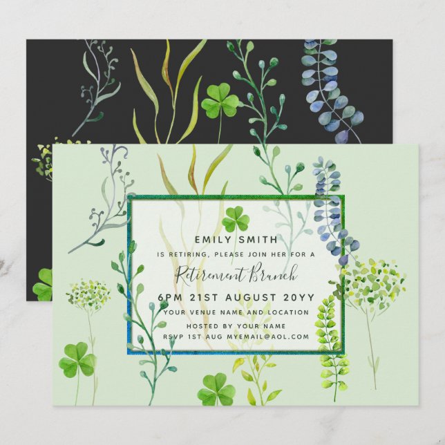 Herb Garden Retirement Invitations Watercolor (Front/Back)