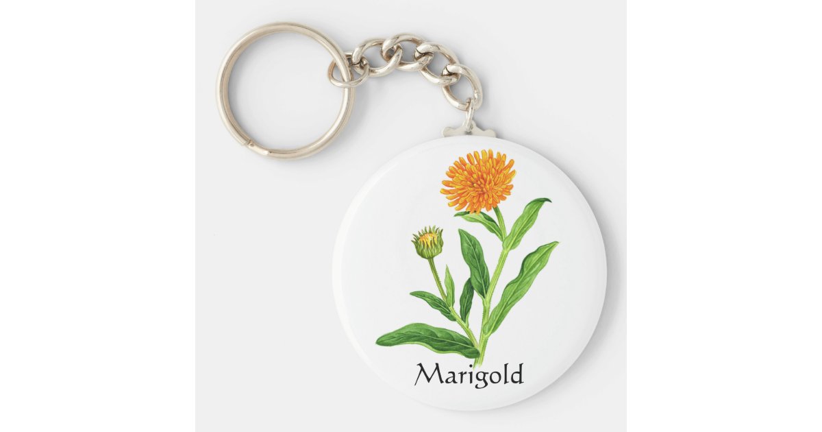Herb Garden Series Marigold Keychain Zazzle
