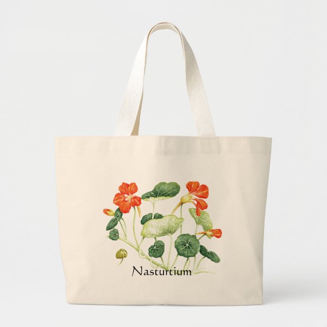 Herb Garden Series - Nasturtium Large Tote Bag (Front)