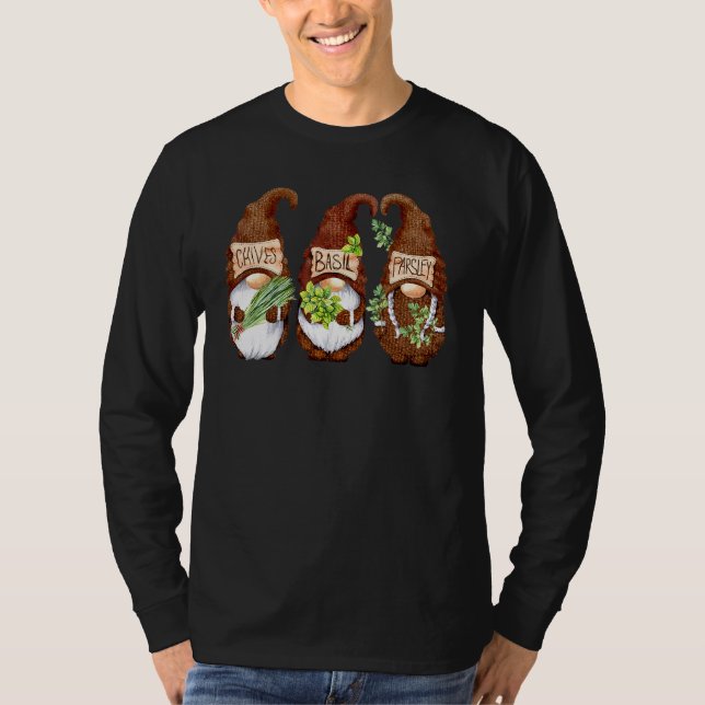 Herb Gnome Chives Basil Parsley Cooking Gnomes Gar T-Shirt (Front)