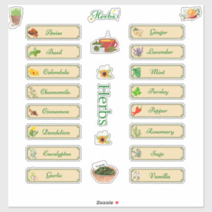 Herb Labels Name & Picture Extra Bonus stickers