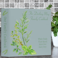 Herb Leaf - Personalized Family Recipe Cookbook 3 Ring Binder