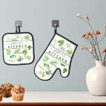 Herb Watercolor Monogram Cook Name Kitchen Oven Mitt & Pot Holder Set<br><div class="desc">This design may be personalized in the area provided by changing the photo and/or text. Or it can be customized by clicking Personalize this Template and then choosing the click to customize further option and delete or change the color of the background, add text, change the text color or style,...</div>