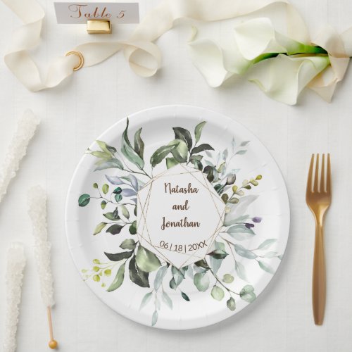 Herbal and Greenery Bridal Wedding Reception Paper Plates