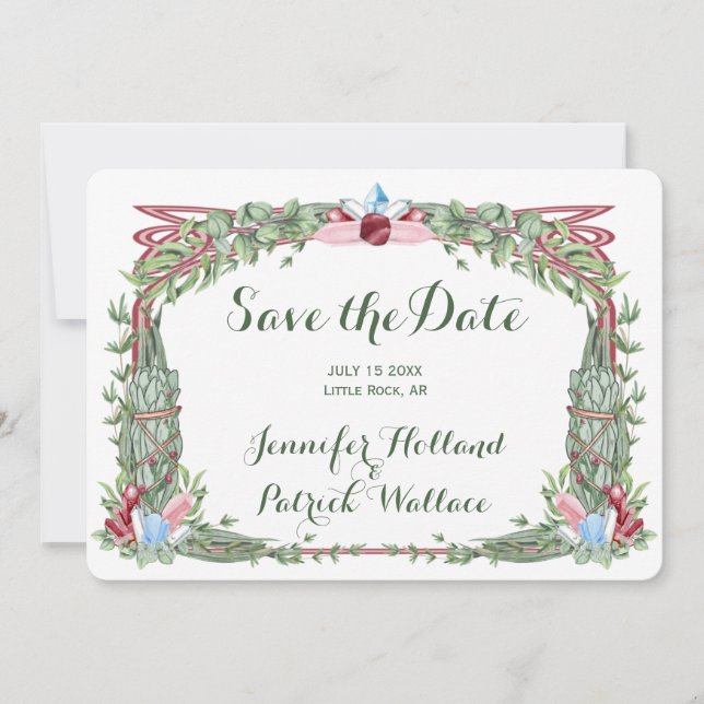 Herbal Celtic Sage & Crystals Save the Date (Front)