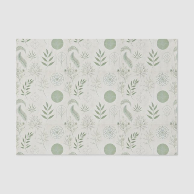 Herbal Elements in Sage Green Tissue Paper (Front)
