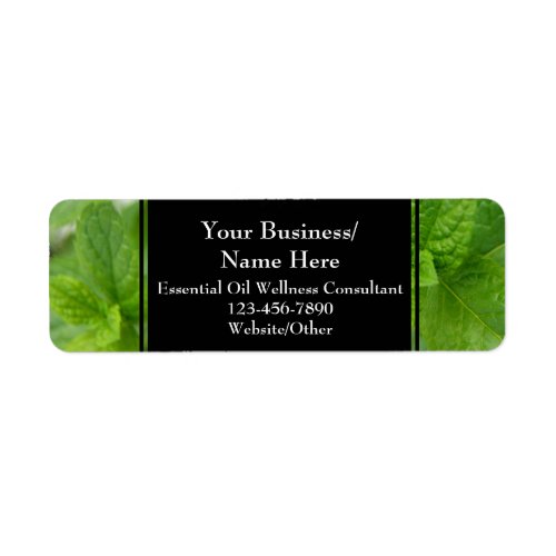 Herbal Essential Oil Business Bottle Contact Mint Label