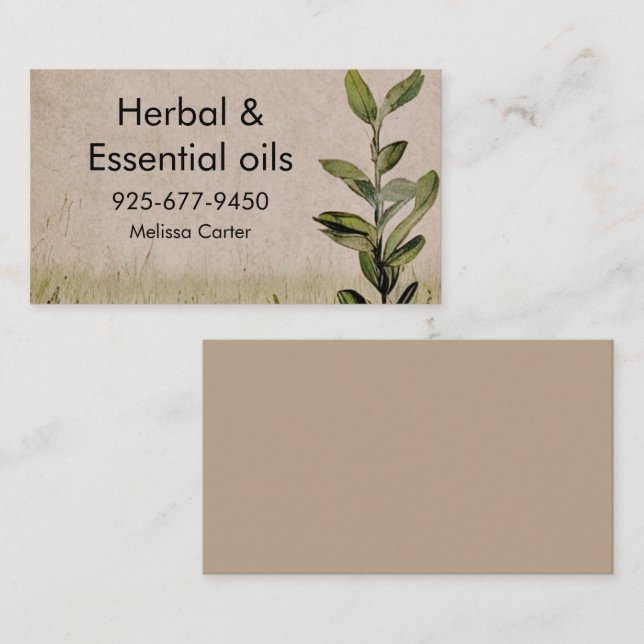 Herbal & Essentials rustic antique style Business Card (Front/Back)