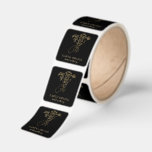 Herbal   Floral Apothecary Gold Square Sticker<br><div class="desc">This elegant design will impress your clients!</div>