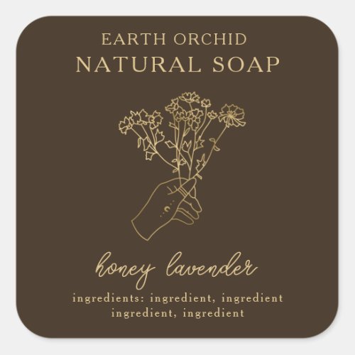 Herbal  Floral Apothecary Square Sticker