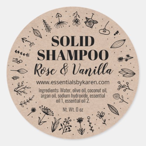 Herbal Flowers Organic Solid Shampoo Labels
