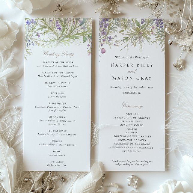 Herbal Garden Wedding Program Pastel Colors (Creator Uploaded)