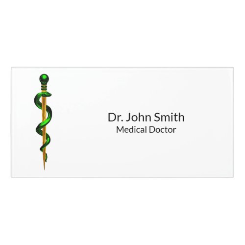 Herbal Gold Green Rod of Asclepius Medical Door Sign