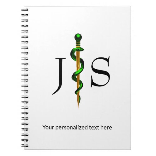 Herbal Green Gold Medical Rod of Asclepius Notebook