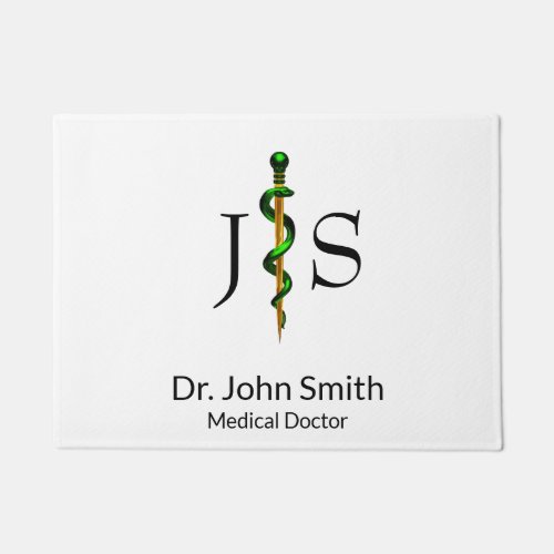 Herbal Green Gold Rod of Asclepius Medical Doormat