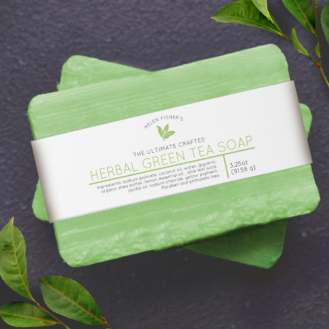 Herbal green tea soap beauty product label invitation belly band (Creator Uploaded)