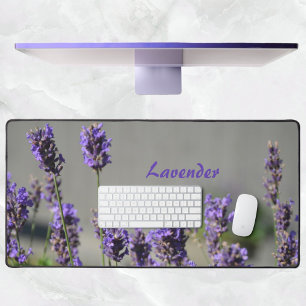 Herbal Lavender Photographic Floral Gray Desk Mat
