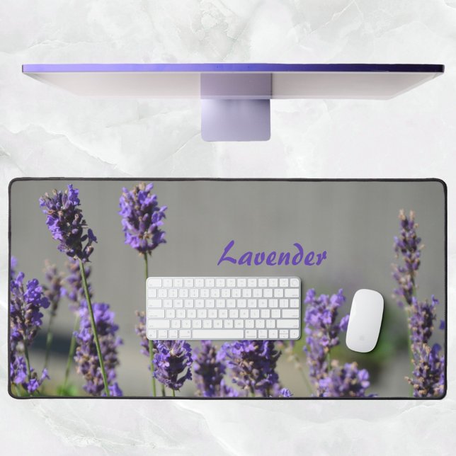 Herbal Lavender Photographic Floral Gray Desk Mat (Creator Uploaded)