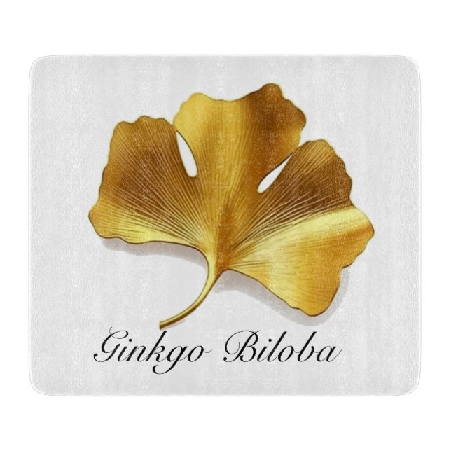 Herbal Life: Gold Ginkgo Biloba leaf customizable Cutting Board (Front)
