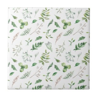 Herbal Meadow Print Ceramic Tile