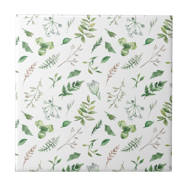 Herbal Meadow Print Ceramic Tile (Front)