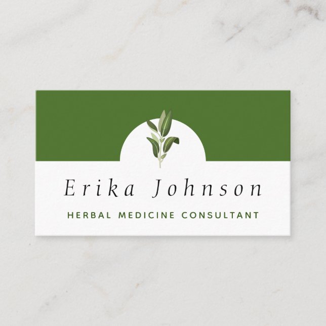 Herbal Medicine Consultant Minimalist Dark Green  Business Card (Front)
