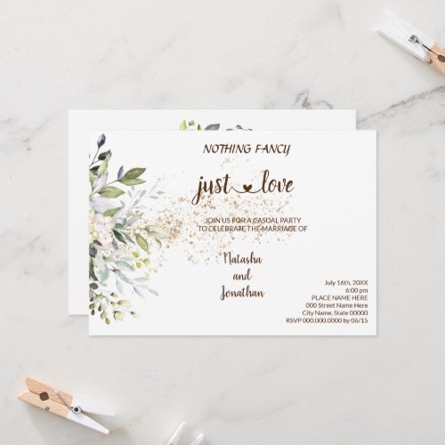 Herbal Nothing Fancy just Love Elopement Invitation