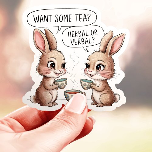 Herbal Or Verbal Tea Bunnies Sticker