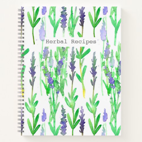 Herbal Recipes Lavender Flowers Watercolor Notebook