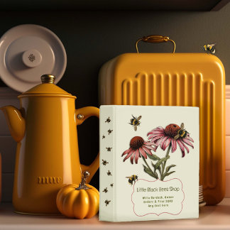 Herbal Shop Coneflower Echinacea Bumblebees Mini Binder