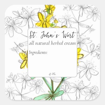 Herbal St. John's Wort Cream Oil Blend Label by CountryGarden at Zazzle