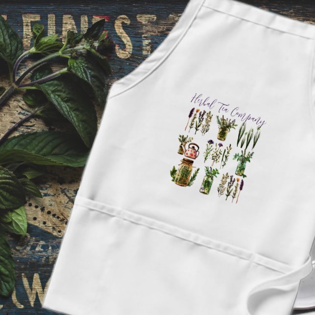Herbal Stems Jars Custom Text Adult Apron (Creator Uploaded)