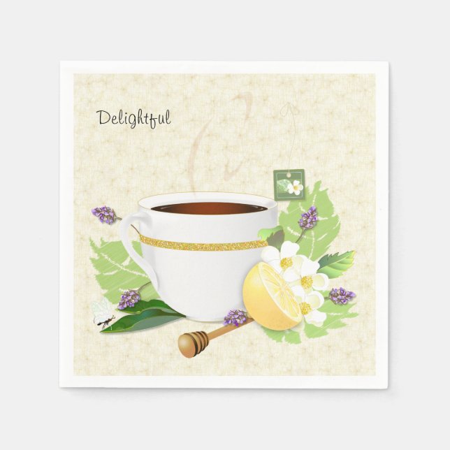 Herbal Tea Lemon Lavender Floral | Thank You Napkins (Front)
