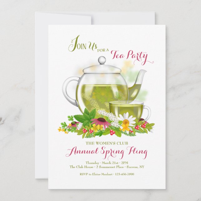 Herbal Tea Party Invitation (Front)