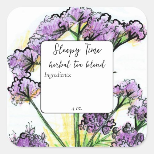 Herbal Valerian Flower Sleepy Time Blank Square Sticker