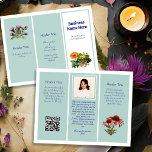 Herbalist Advertising Brochure Double-sided Flyer<br><div class="desc">Double-sided flyer / business brochure with herbs and herbalist theme. White with light sage green color and six sections, using both sides, to add lots of information about your business. Templates are provided for all titles and wording, with a whole about section with photo and text. Use the QR code...</div>