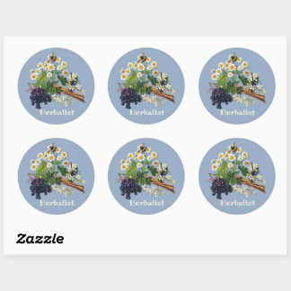 Herbalist Feverfew Flowers Elderberry Classic Round Sticker