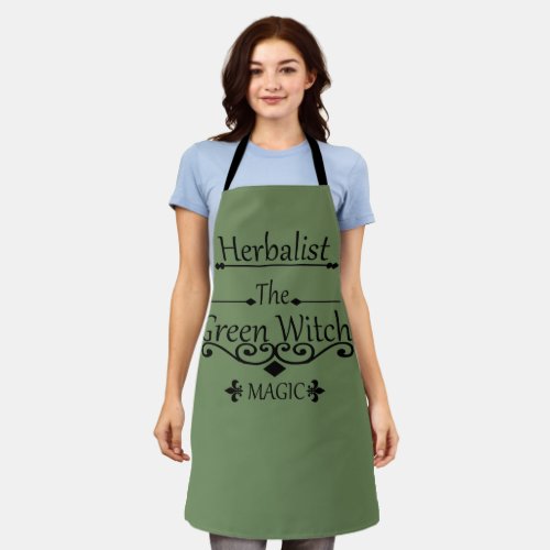 Herbalist green witch magic natural medicine apron